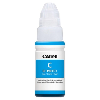 Garrafa de Tinta Canon GI-190C Ciano 7.000 Páginas para G1100 G1110 G2100 G2110 G3100 G3102 G3110 G3111 G4100 G4110