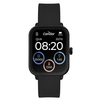 Smartwatch Condor Smart Bluetooth Monitoramento Cardíaco e de Atividades Resistente à Água Preto